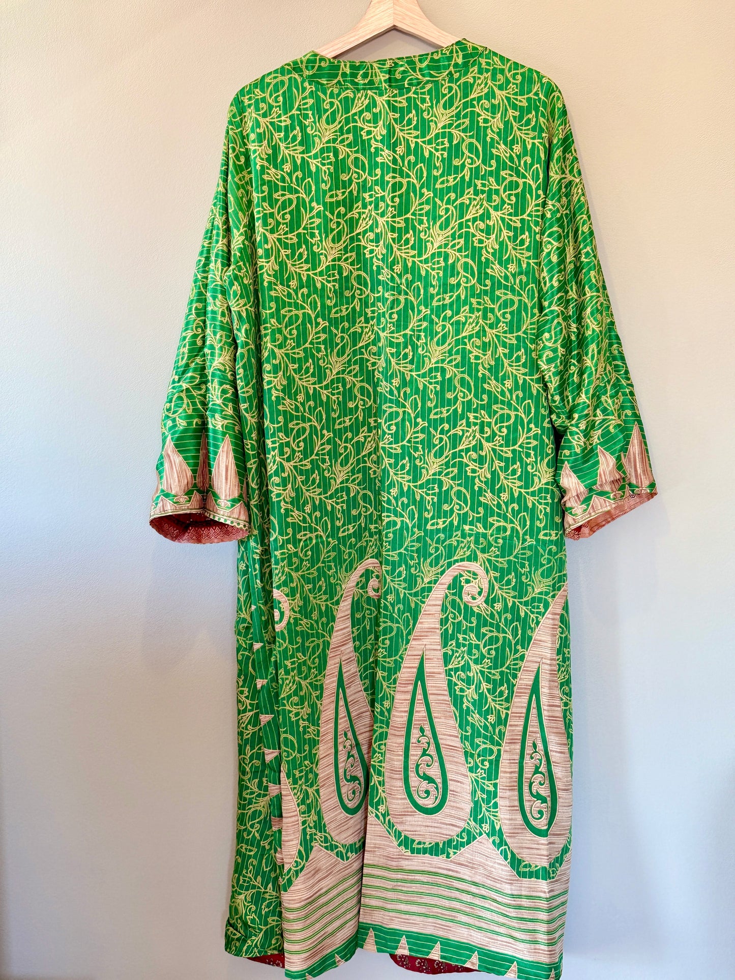 Green Reversible kimono backside
