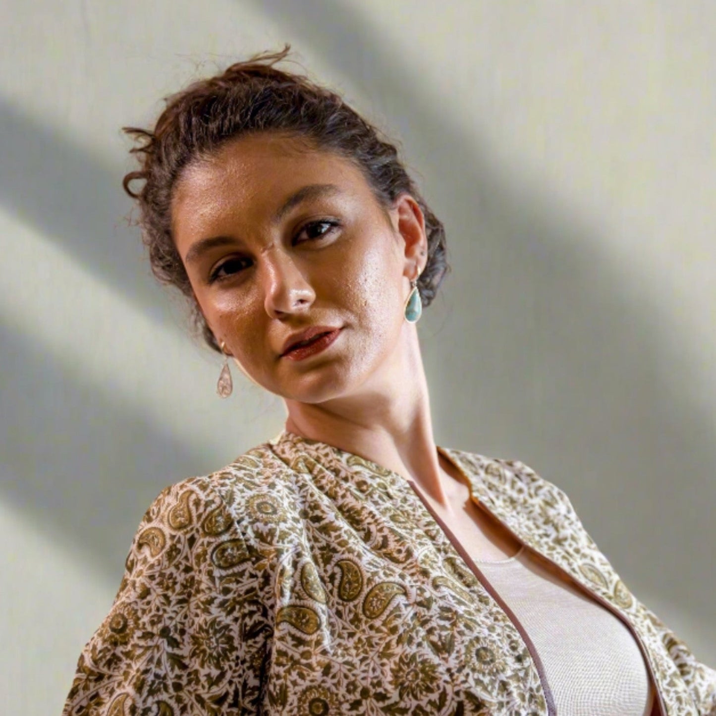 Persian-inspired Malileh Earrings with intricate filigree, crafted from 999 silver and turquoise, a perfect gift for her