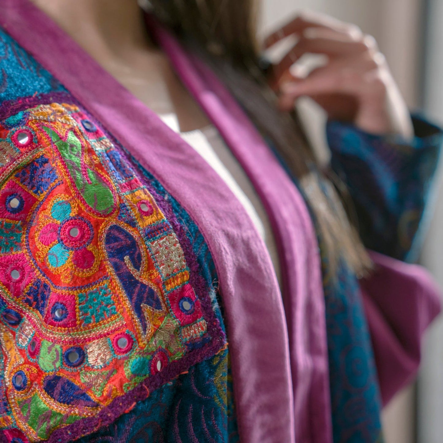 Sophisticated Shahnaz Ensemble with artisanal details, free-size design, and breathable fabric, perfect for warmer seasons