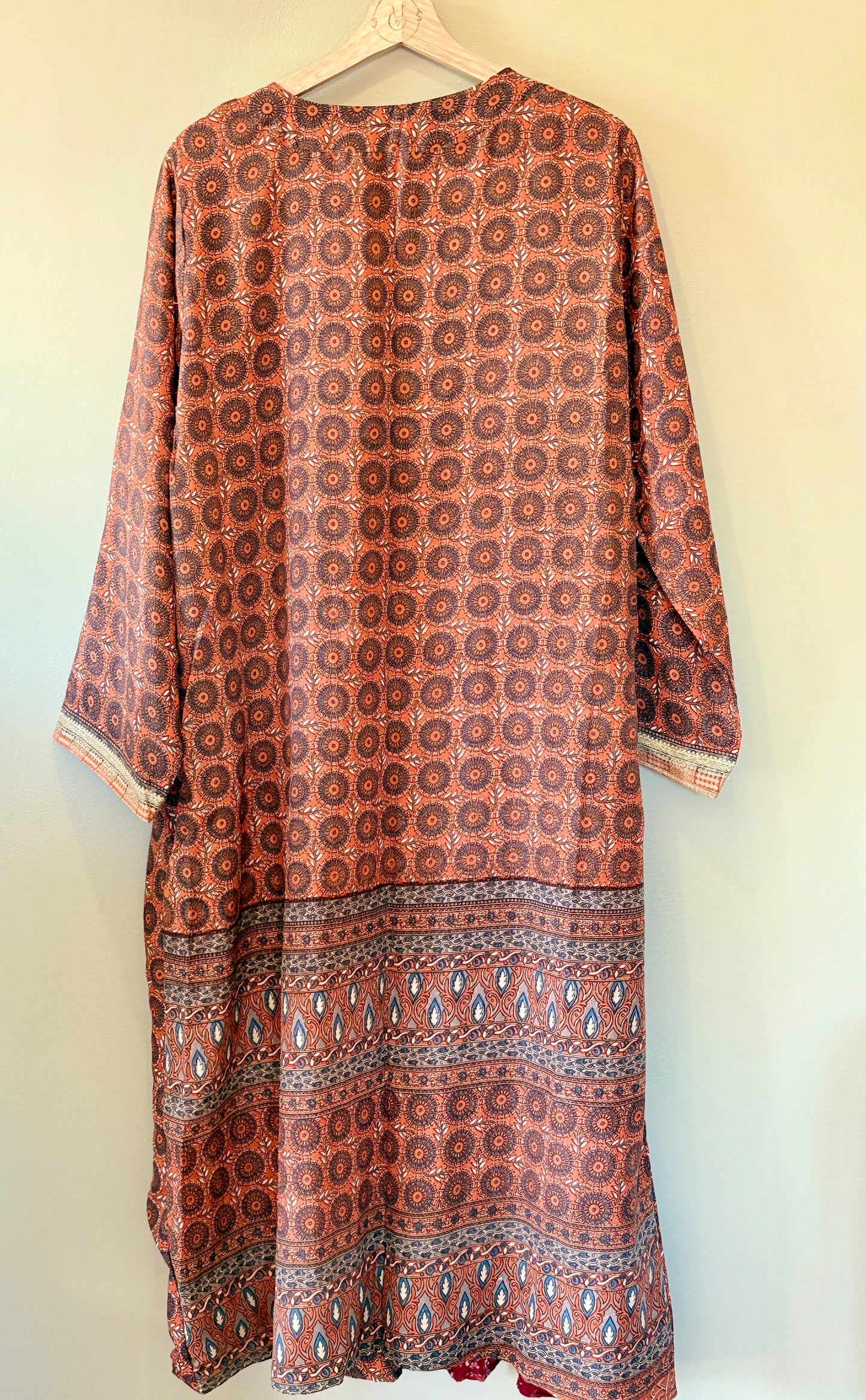 copper long reversible kimono backside