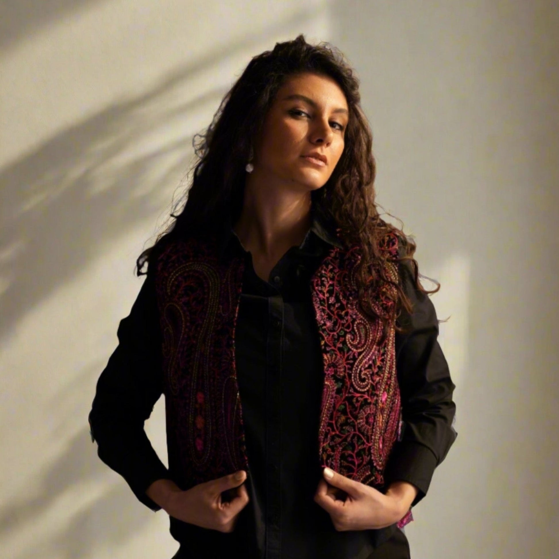 Mahnoor Vest crafted with intricate embroidery, blending artistic heritage with a refined, sophisticated style.