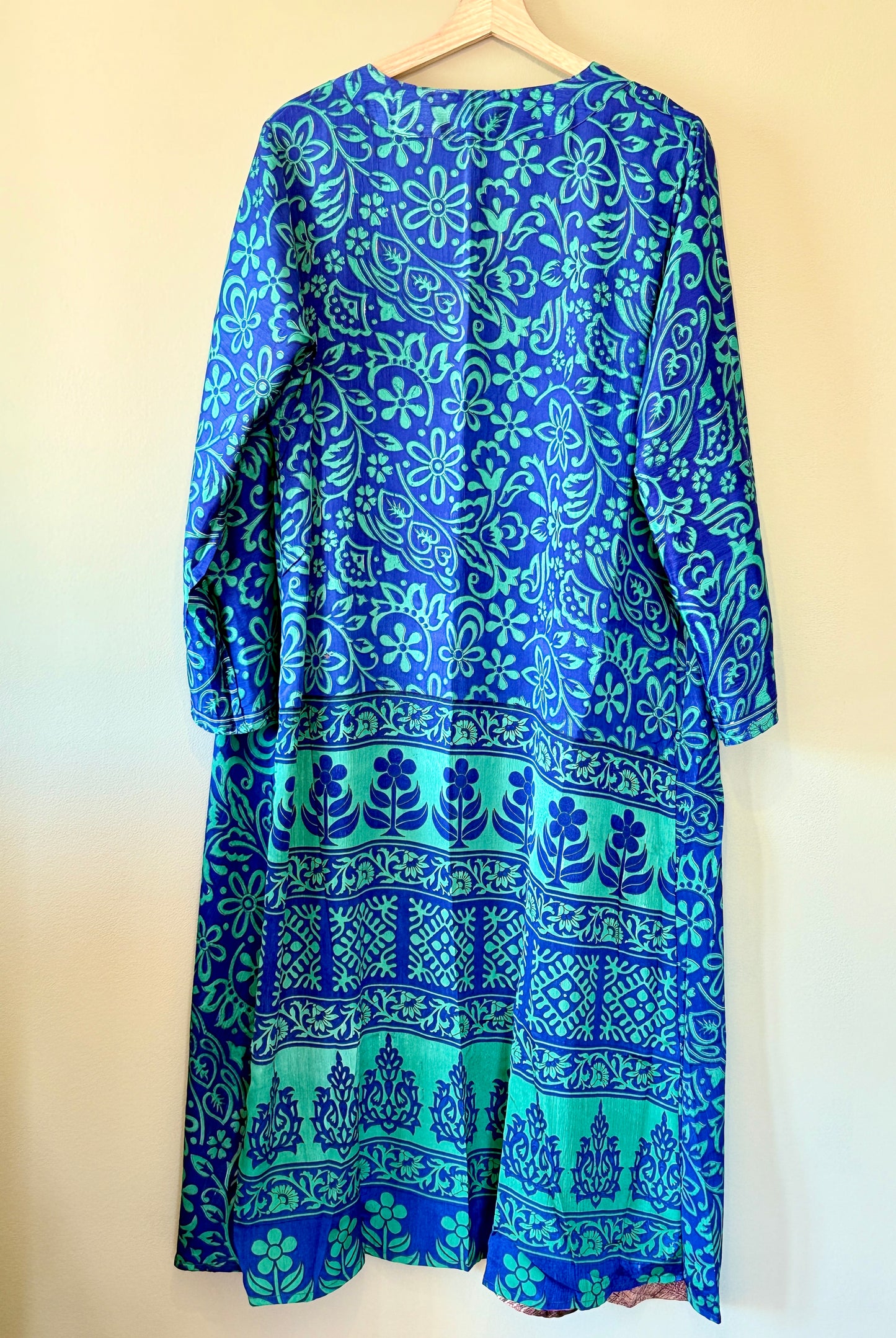 blue reversible silk