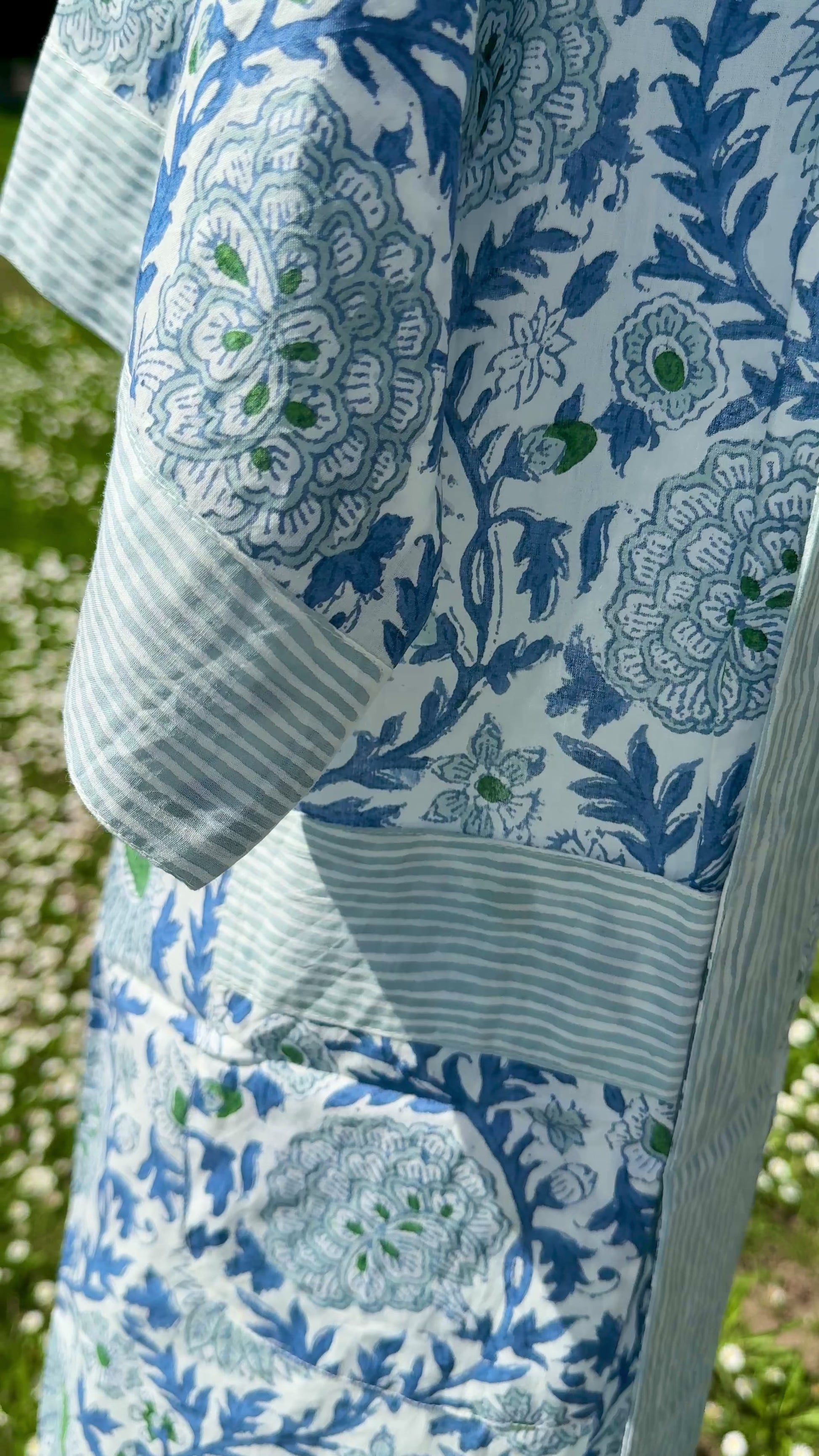 showcasing the handblocked kimono in nature